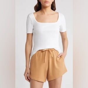 Treasure & Bond Women’s White Scoop Neck Rib Top Size Small